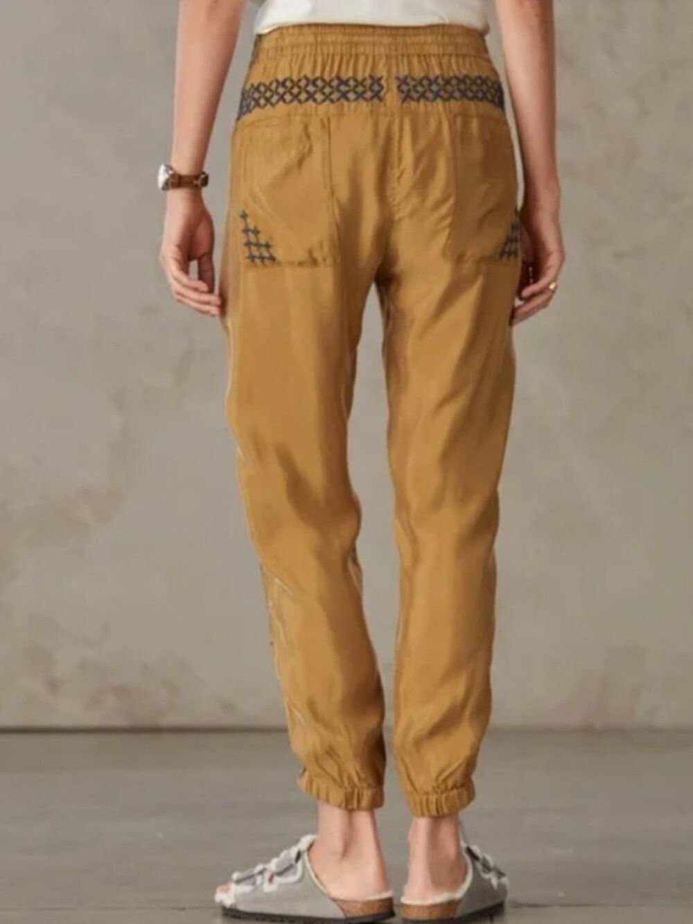 Johnny Was Gemma Pant Marrakesh Jogger Mustard Gold Embroidered NWT Size XS - Picture 5 of 16